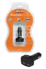 AVMD02 AIRLINE Адаптер в прикуриватель 2USB+вольтметр AIRLINE черный 3.1A (12V/24V)