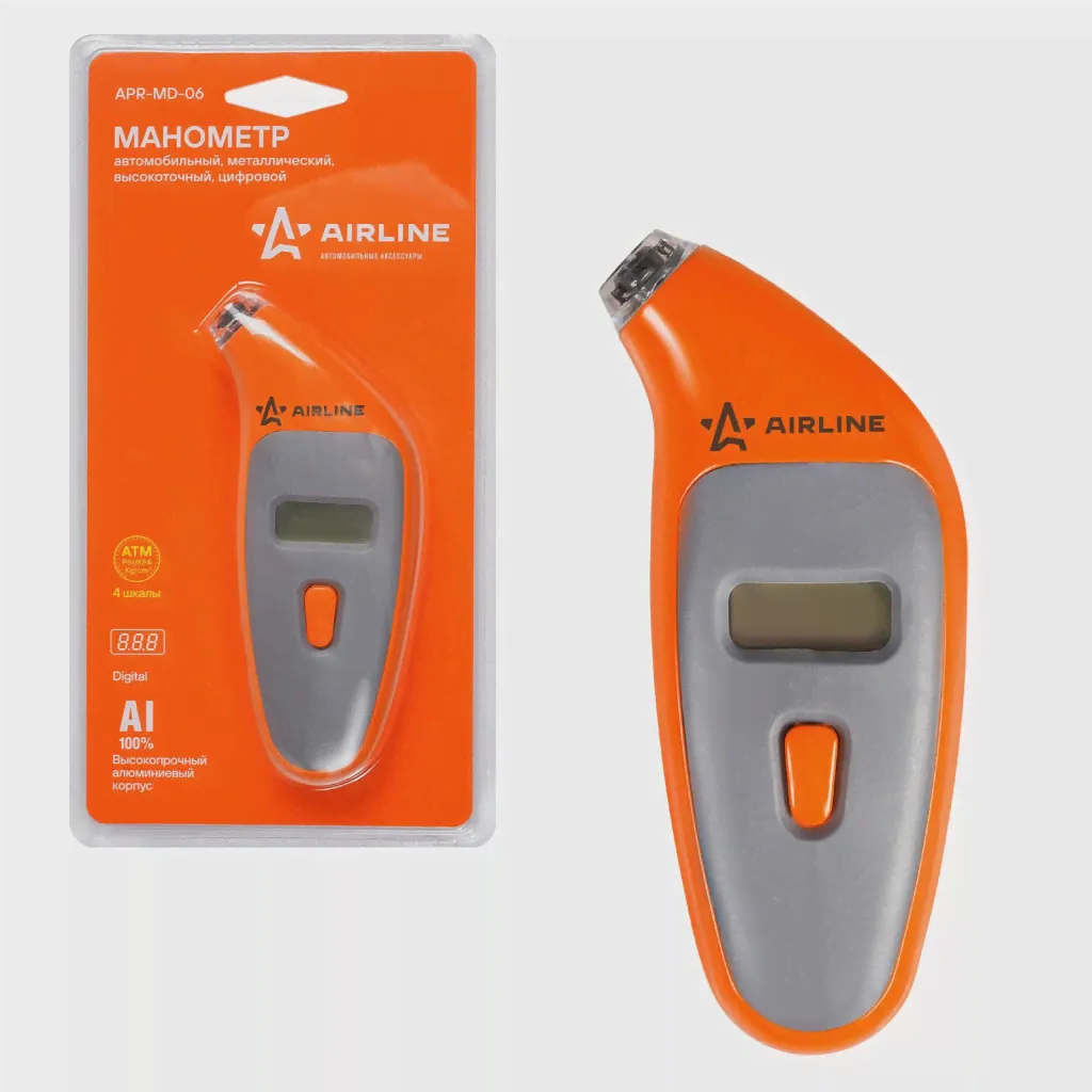 APRMD06 AIRLINE Манометр цифровой металлический с подсветкой ЖК дисплей 7 BAR (APR-MD-06)-0